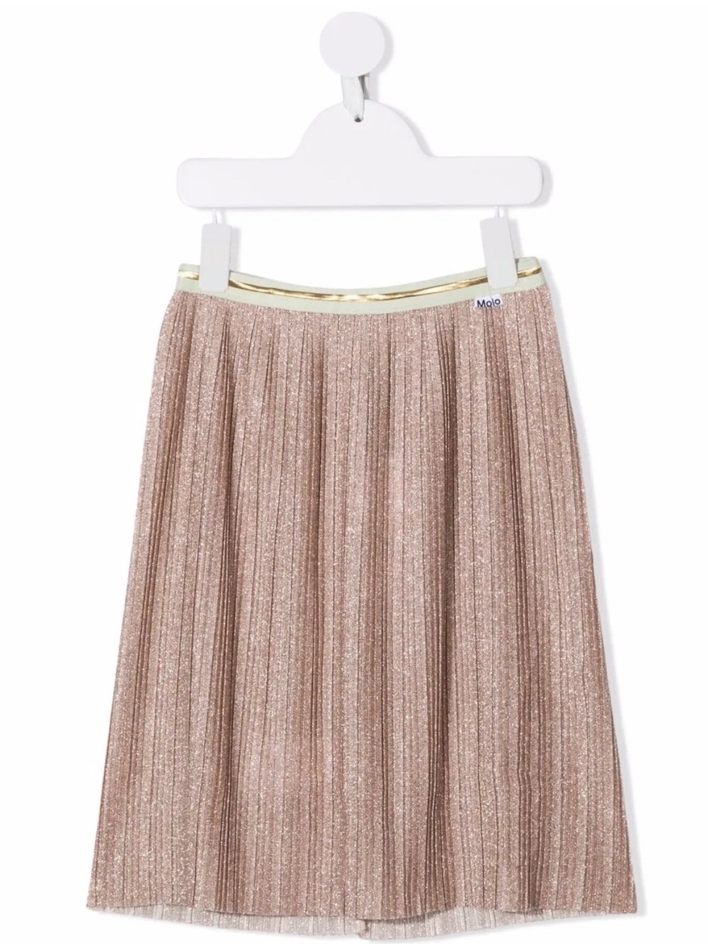 Molo Rose Gold Metallic Pleated Midi Skirt 5-6T